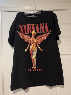 Nirvana In Utero Graphic Tee - Black with Red/Gold Print